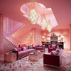 Helmi, Cameron Design House pendant luminaire light,Net pendant light, solid brass and glass pendant light, Pink interior