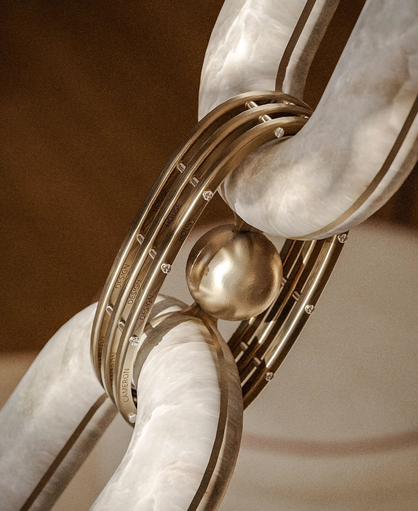 Koru Railing Koru | Statement Alabaster Chandelier | Sculptural Lighting - Cameron ...